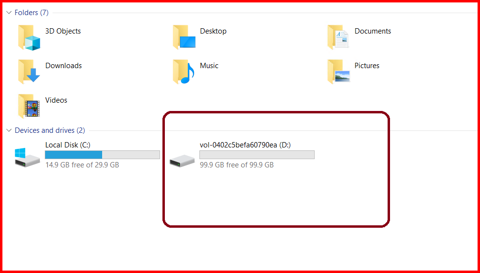 Picture showing the newly added volume in EC2 instance